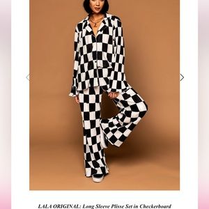Dressed in LALA checkered Plisse playsuit